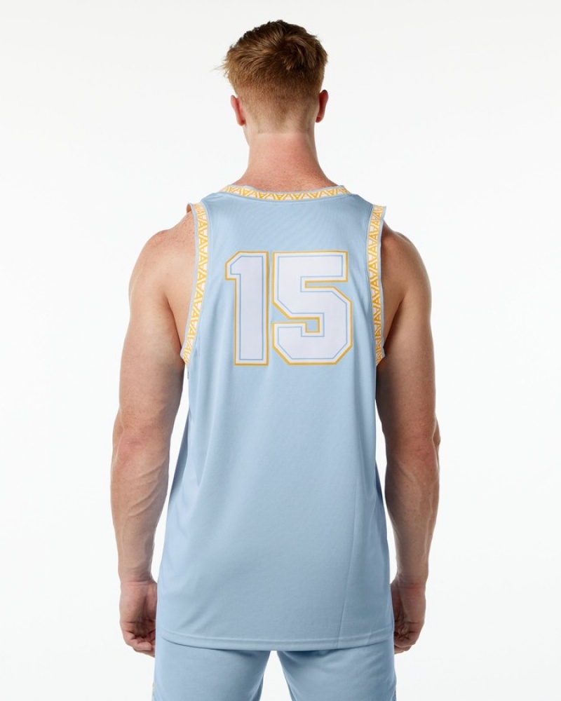 Maiouri Barbati Alphalete Varsity Basketball Jersey Albastri Deschis | 849351-DRM