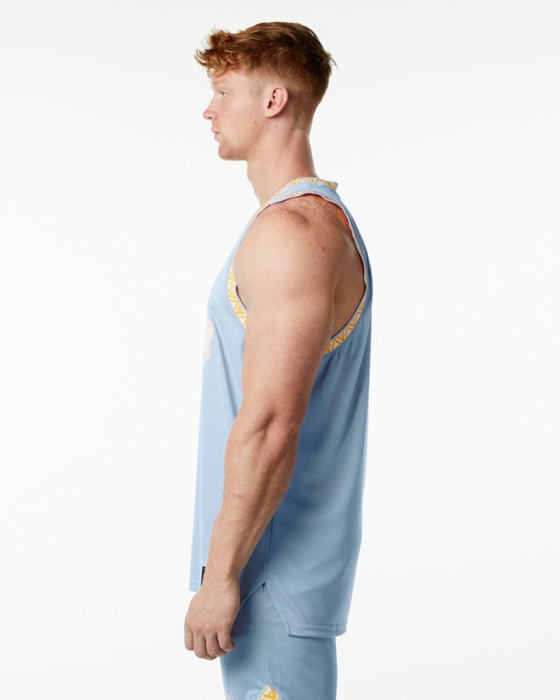 Maiouri Barbati Alphalete Varsity Basketball Jersey Albastri Deschis | 849351-DRM
