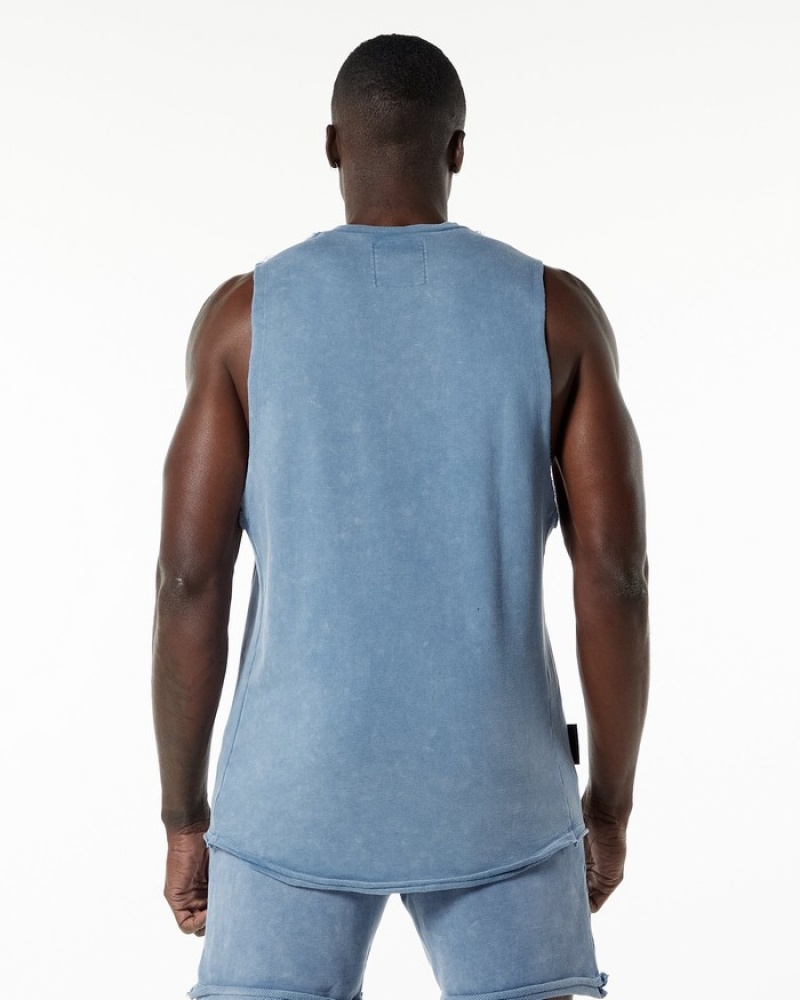 Maiouri Barbati Alphalete Very Terry Cutoff Albastri | 810397-WBE
