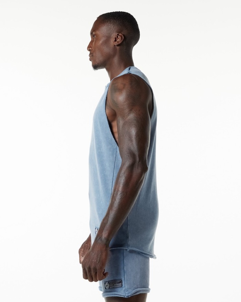 Maiouri Barbati Alphalete Very Terry Cutoff Albastri | 810397-WBE