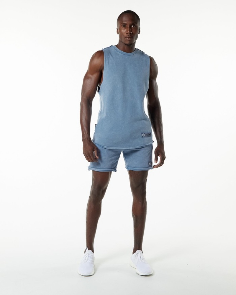 Maiouri Barbati Alphalete Very Terry Cutoff Albastri | 810397-WBE