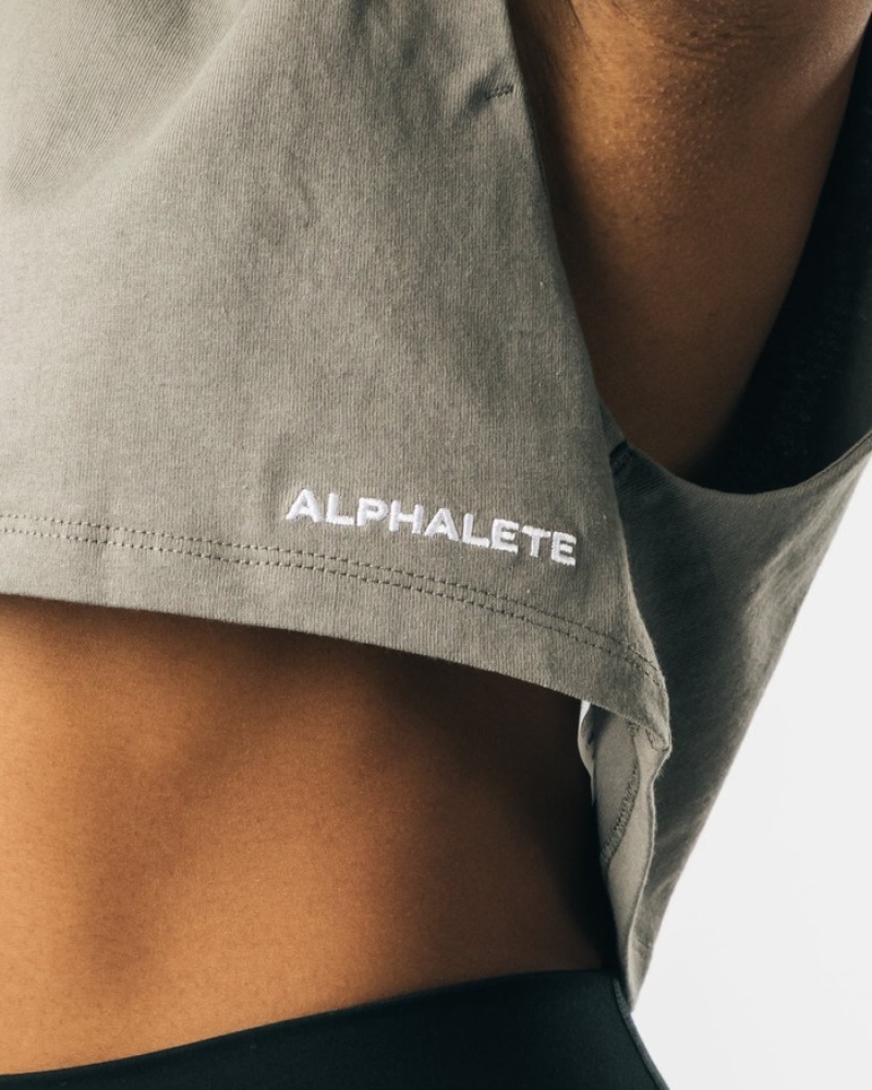 Maiouri Dama Alphalete Heavy Bumbac Cropped Cutoff Gri | 045271-IZR