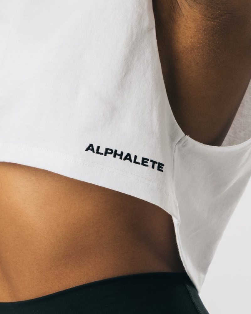 Maiouri Dama Alphalete Heavy Bumbac Cropped Cutoff Albi | 904273-WGZ