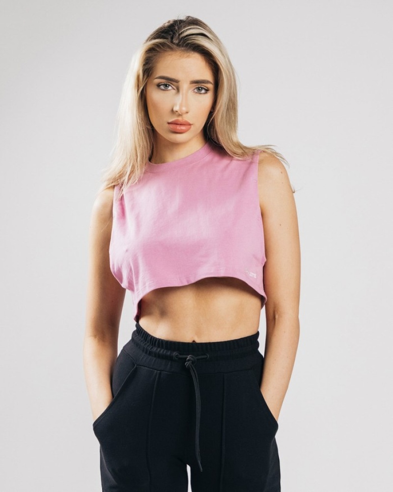 Maiouri Dama Alphalete Heavy Bumbac Cropped Cutoff Roz | 806243-HST