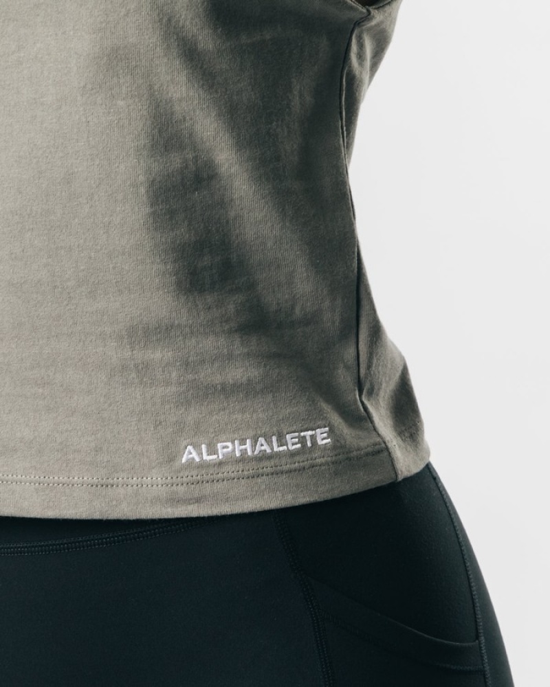 Maiouri Dama Alphalete Heavy Bumbac Cutoff Gri | 513476-IQG