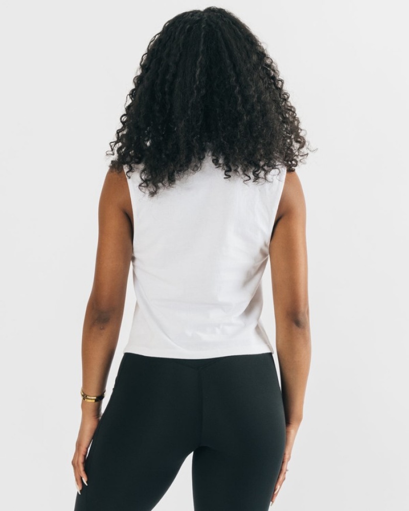 Maiouri Dama Alphalete Heavy Bumbac Cutoff Albi | 896143-MCB
