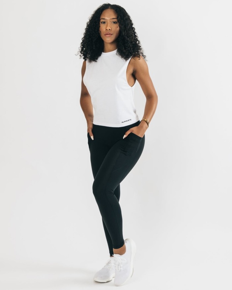 Maiouri Dama Alphalete Heavy Bumbac Cutoff Albi | 896143-MCB