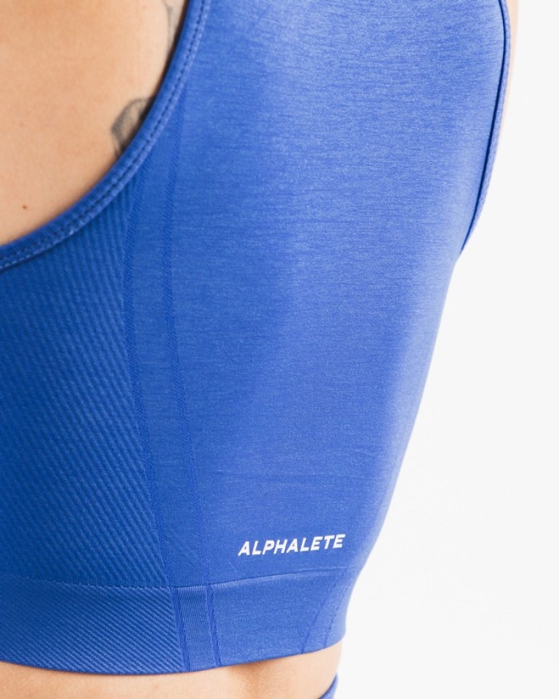 Maiouri Dama Alphalete Stratus Crop Albastri | 426189-LYZ