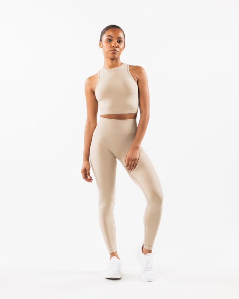 Maiouri Dama Alphalete Stratus Crop Bej | 094736-UKZ