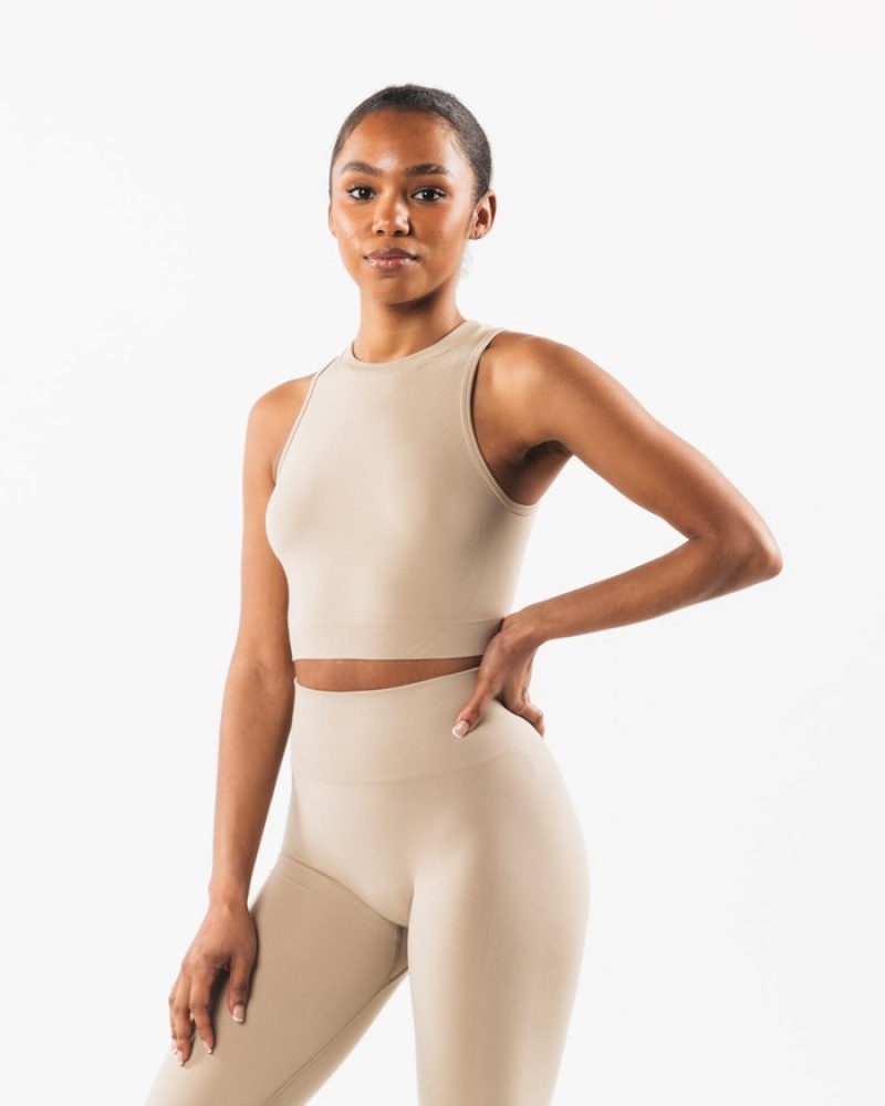 Maiouri Dama Alphalete Stratus Crop Bej | 094736-UKZ