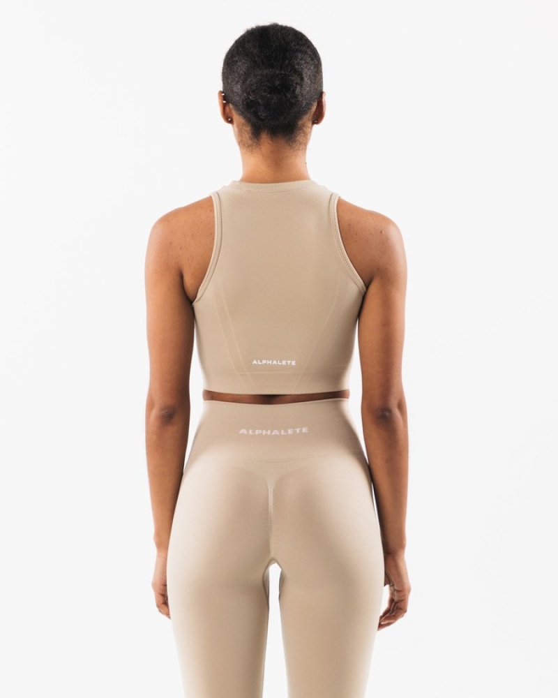 Maiouri Dama Alphalete Stratus Crop Bej | 094736-UKZ