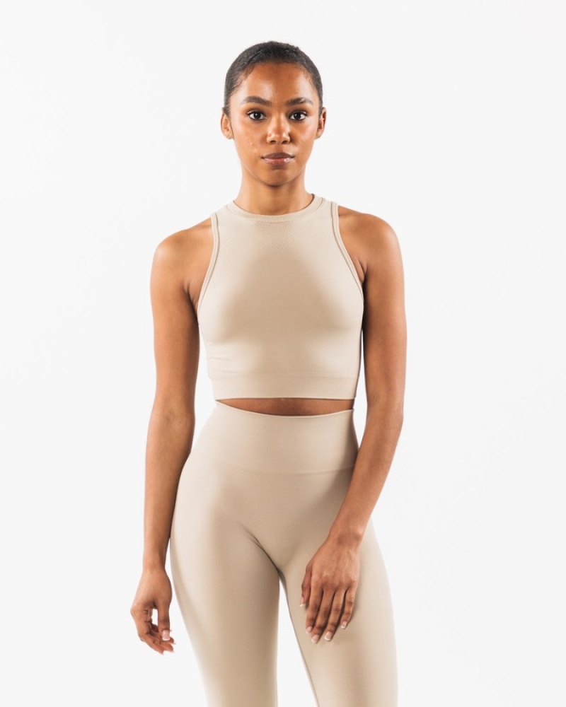Maiouri Dama Alphalete Stratus Crop Bej | 094736-UKZ