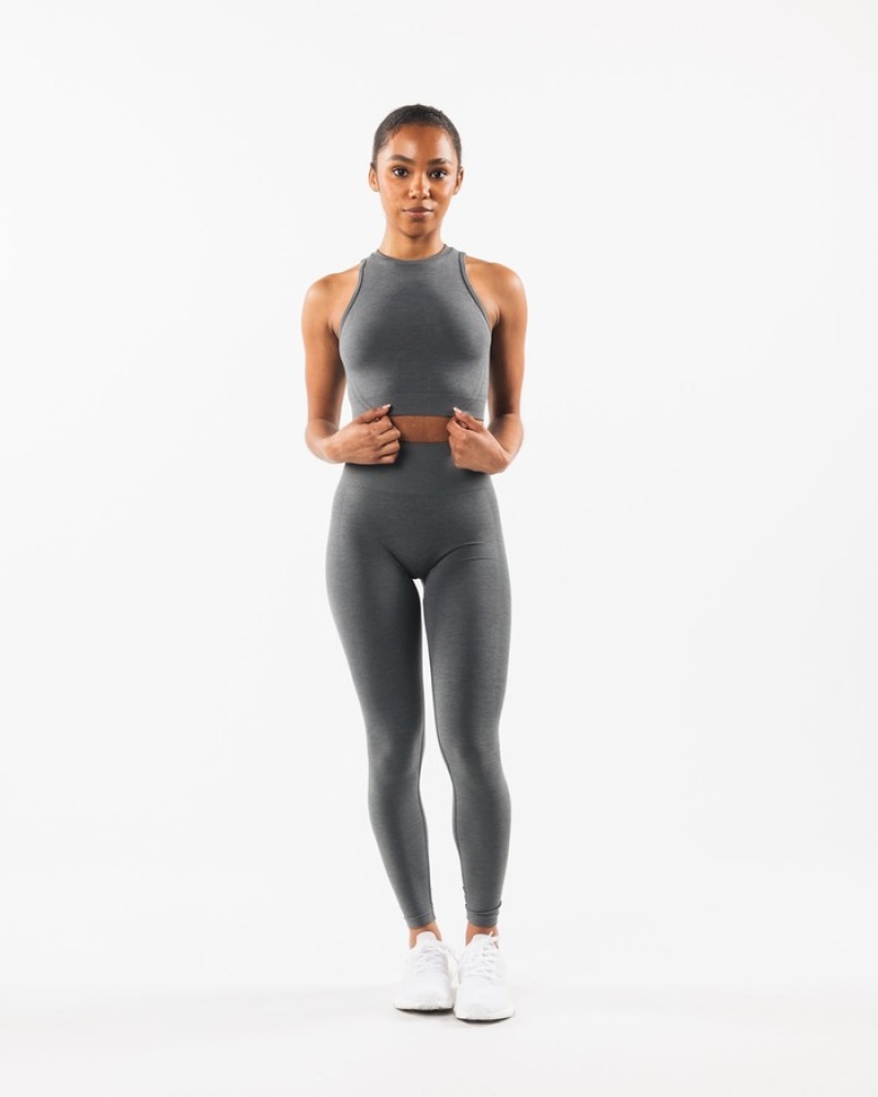 Maiouri Dama Alphalete Stratus Crop Gri | 976854-TVW