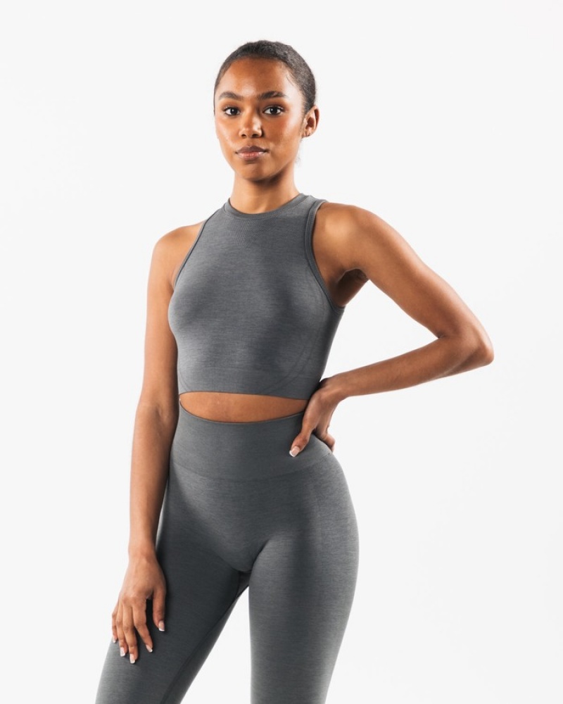 Maiouri Dama Alphalete Stratus Crop Gri | 976854-TVW