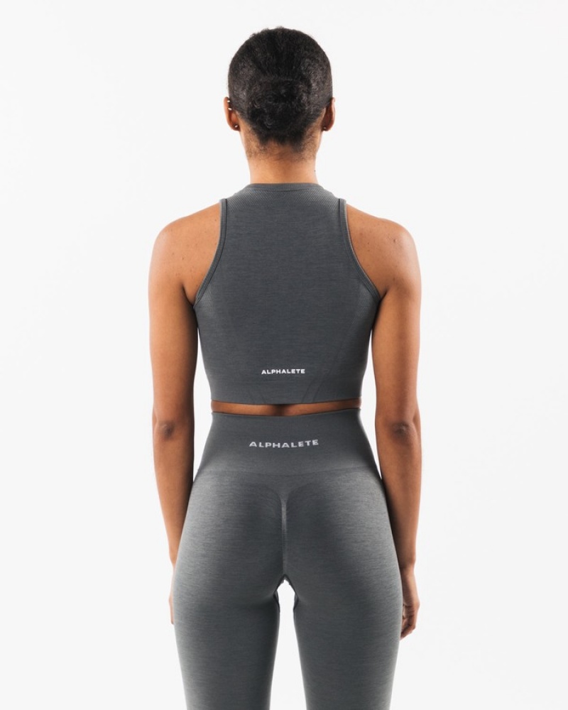 Maiouri Dama Alphalete Stratus Crop Gri | 976854-TVW