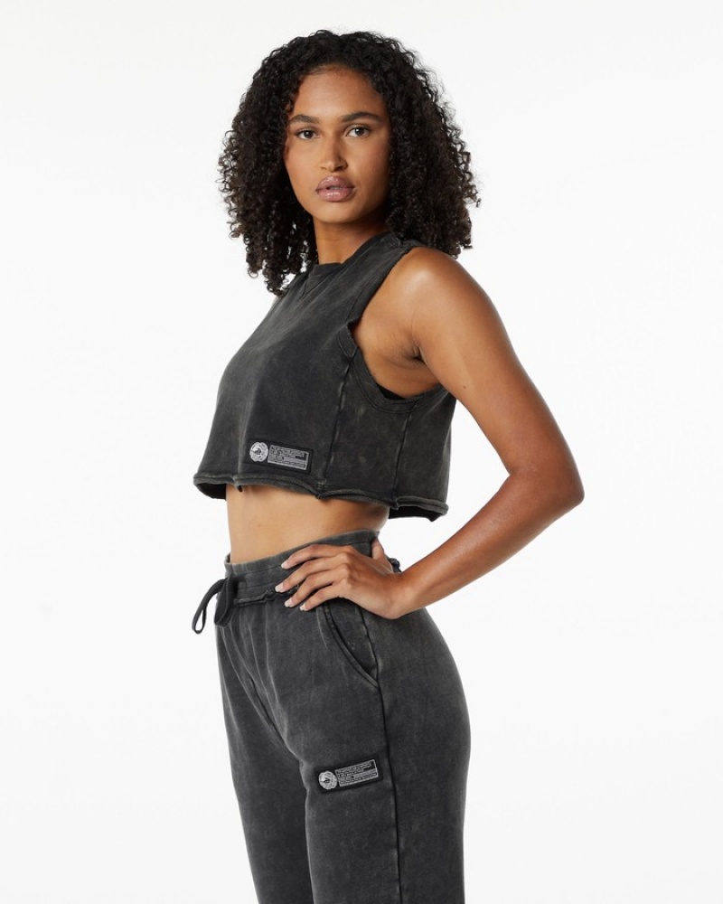 Maiouri Dama Alphalete Very Terry Crop Cutoff Negrii | 850712-NWA