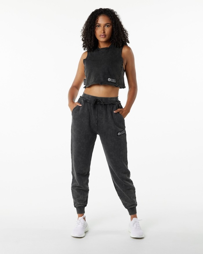 Maiouri Dama Alphalete Very Terry Crop Cutoff Negrii | 850712-NWA