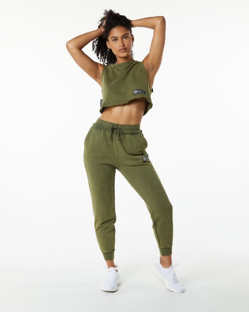 Maiouri Dama Alphalete Very Terry Crop Cutoff Verzi | 543082-XBW
