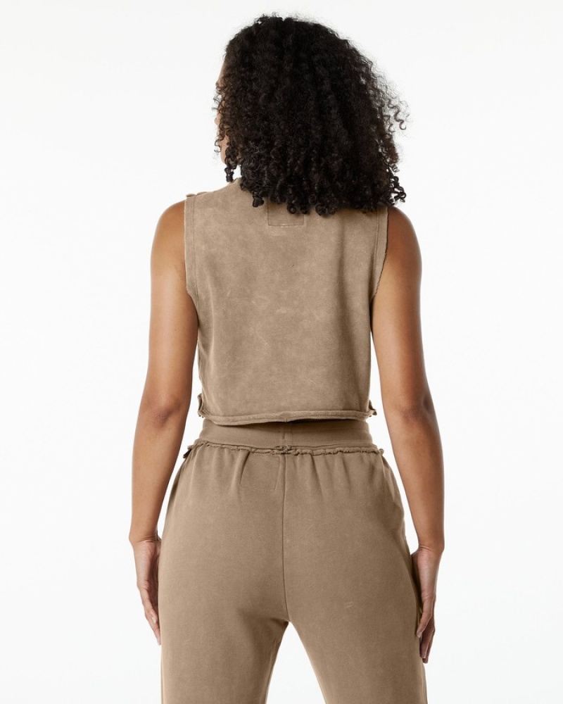 Maiouri Dama Alphalete Very Terry Crop Cutoff Gri | 825463-KAO