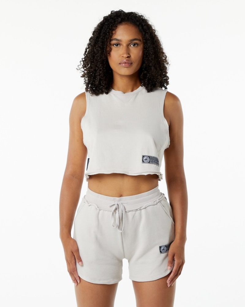 Maiouri Dama Alphalete Very Terry Crop Cutoff Albi | 684023-NLV