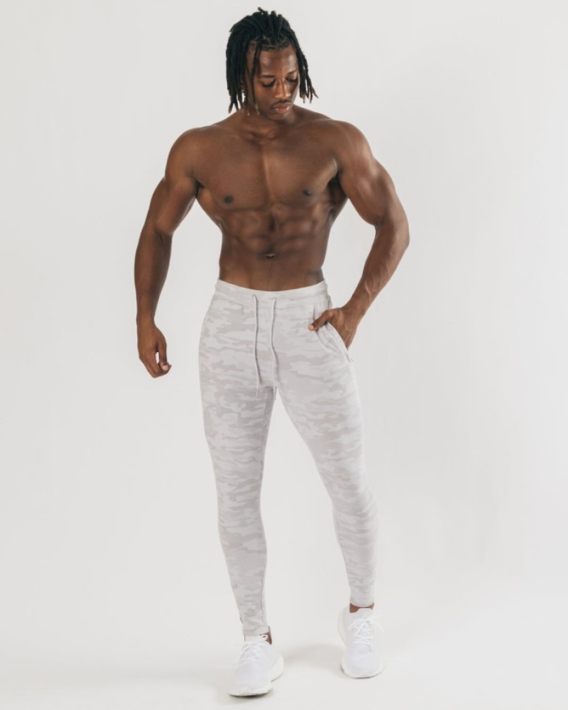 Pantaloni Jogger Barbati Alphalete Identity Argintii Camuflaj | 210738-WGH