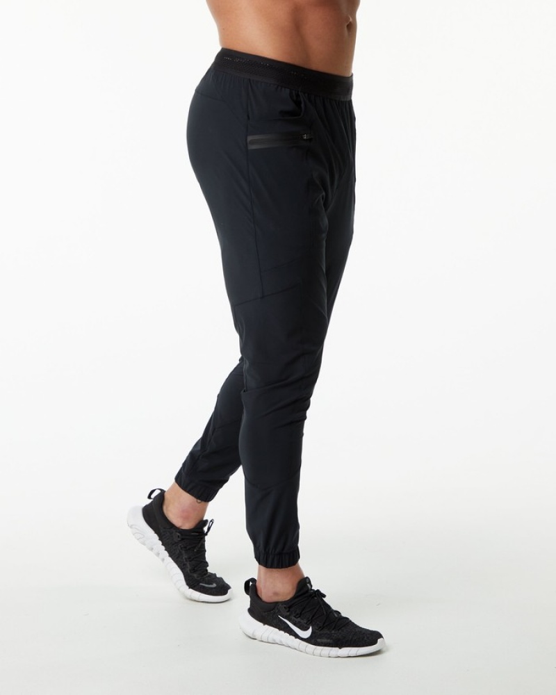 Pantaloni Jogger Barbati Alphalete Studio Negrii Argintii | 174836-IUJ