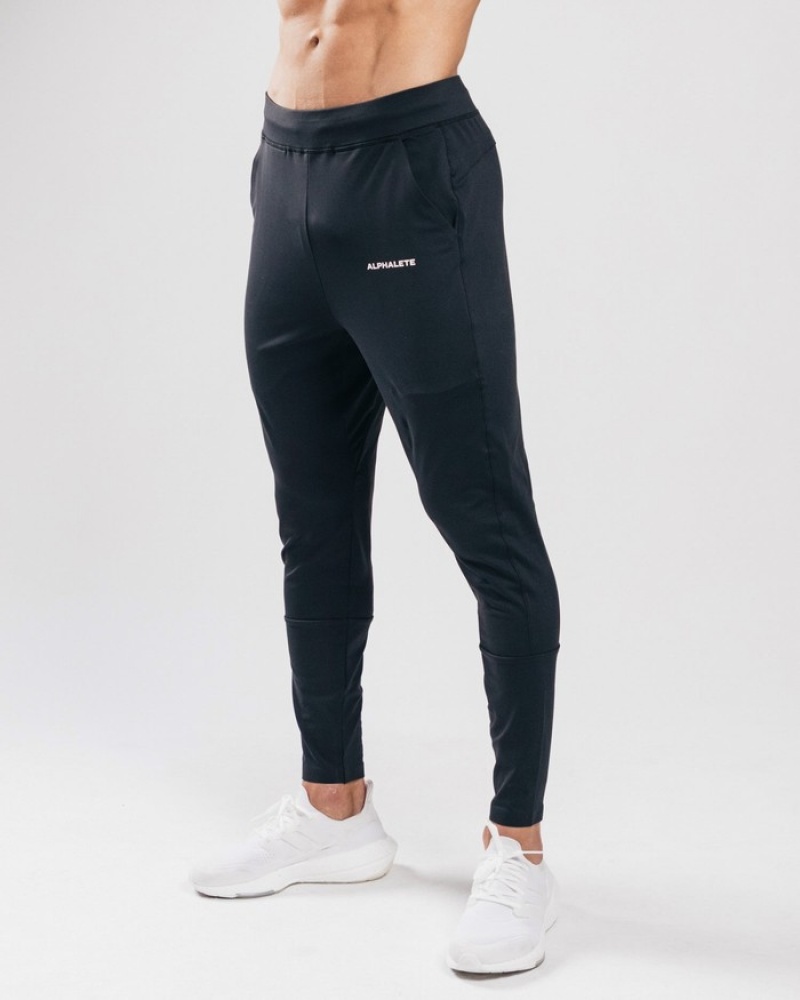 Pantaloni Jogger Barbati Alphalete Trace Negrii | 183942-ORE