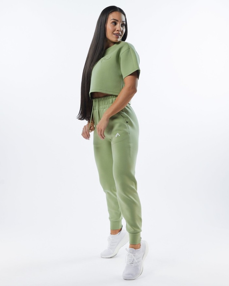 Pantaloni Jogger Dama Alphalete ELMTS Cuffed Verzi Deschis | 017935-WHS