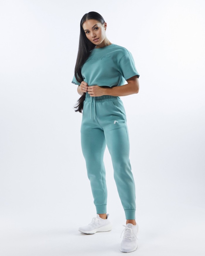 Pantaloni Jogger Dama Alphalete ELMTS Cuffed Turcoaz | 671250-QUH