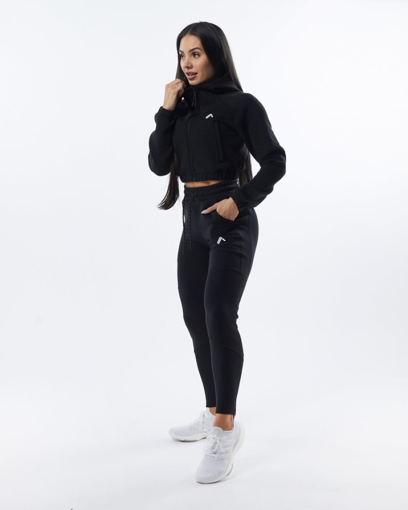 Pantaloni Jogger Dama Alphalete ELMTS Zip Negrii | 294175-QPW