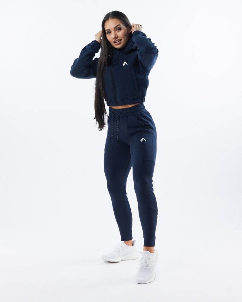 Pantaloni Jogger Dama Alphalete ELMTS Zip Bleumarin | 629715-CEH