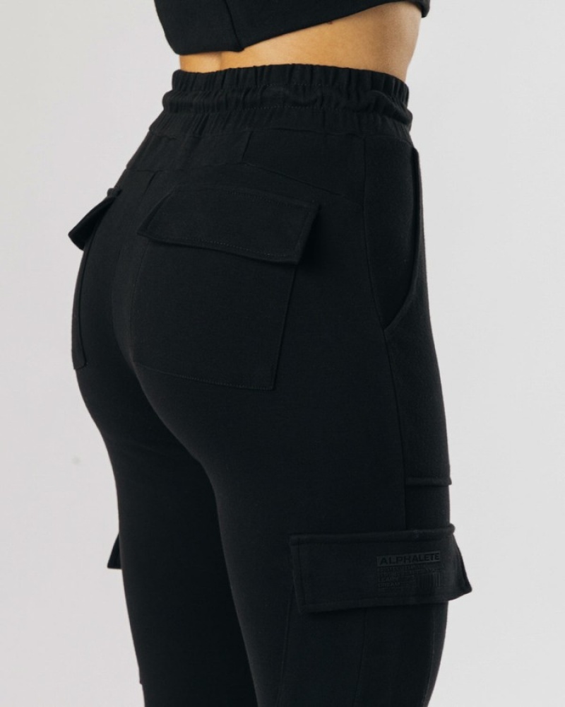 Pantaloni Jogger Dama Alphalete Identity Cargo Negrii | 586490-HCA