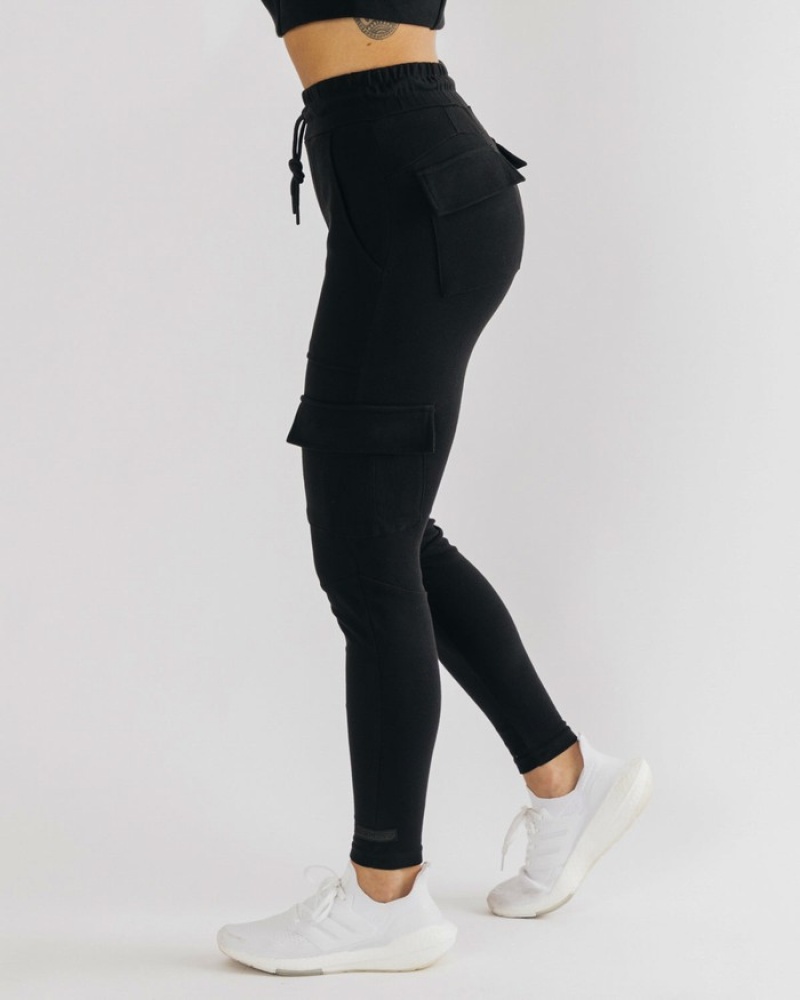 Pantaloni Jogger Dama Alphalete Identity Cargo Negrii | 586490-HCA
