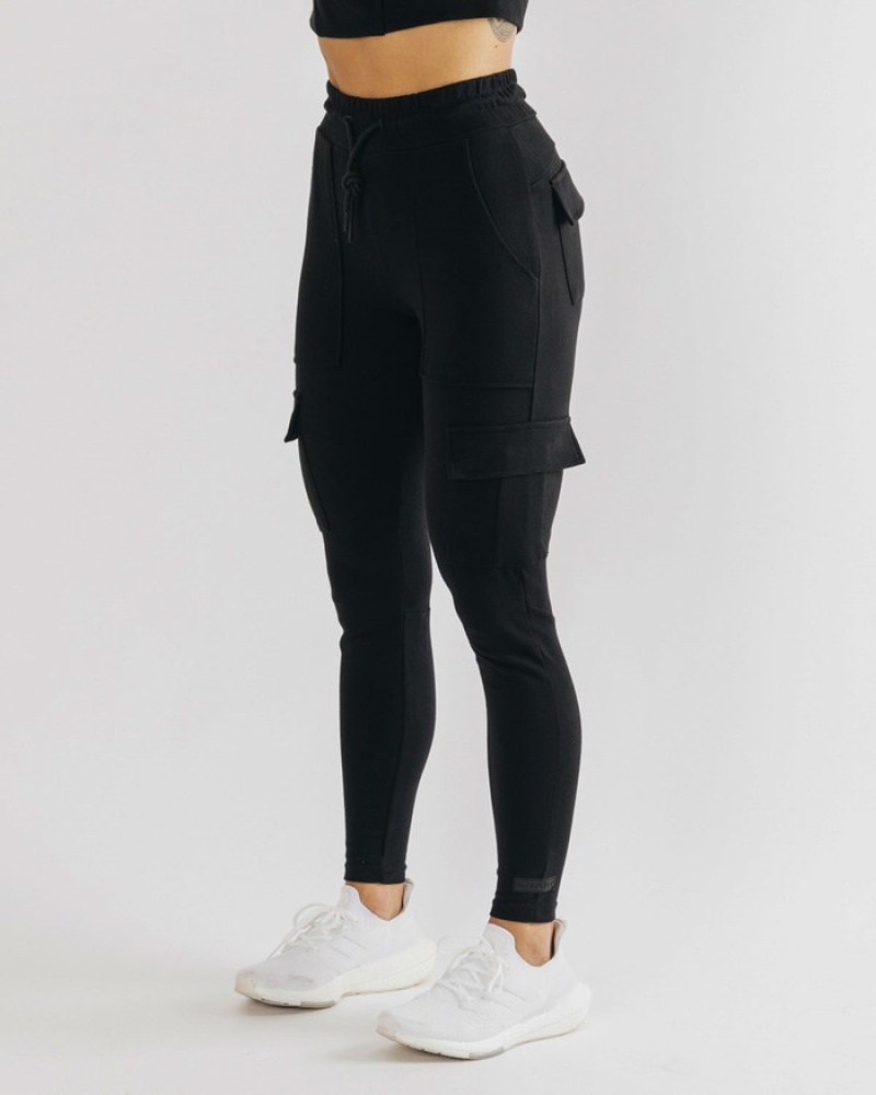 Pantaloni Jogger Dama Alphalete Identity Cargo Negrii | 586490-HCA