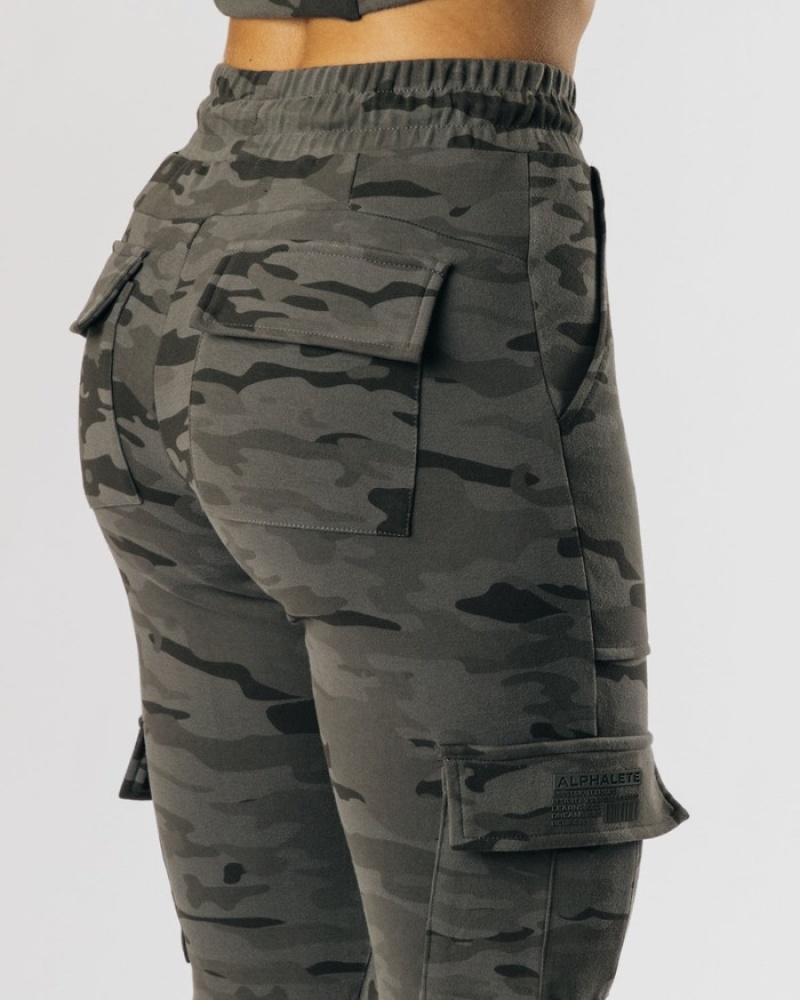 Pantaloni Jogger Dama Alphalete Identity Cargo Camuflaj | 819746-GSF