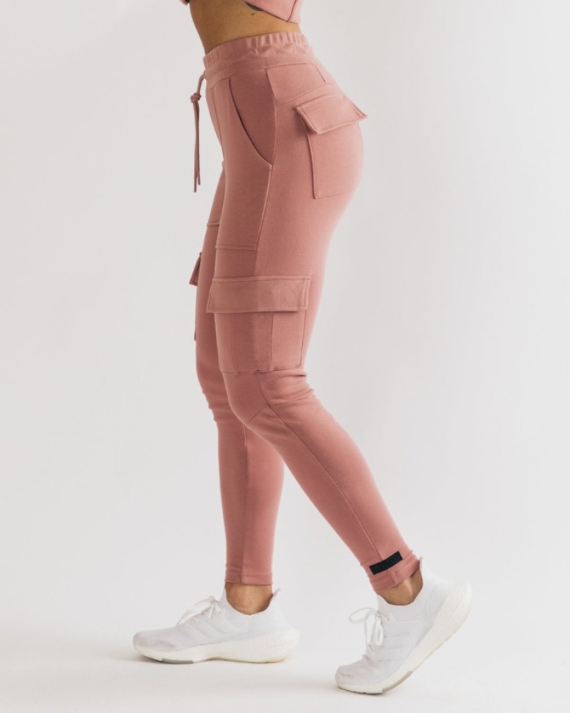 Pantaloni Jogger Dama Alphalete Identity Cargo Roz | 943017-ONB