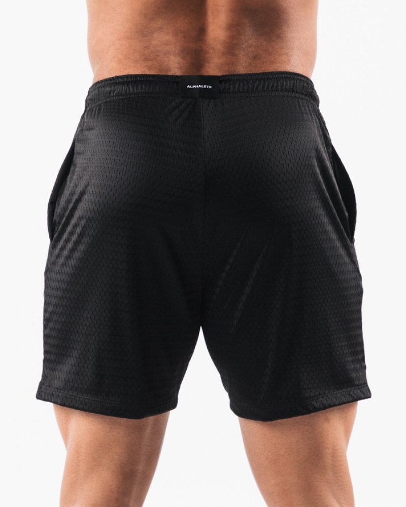 Pantaloni Scurti Barbati Alphalete AA Mesh 6” Negrii | 480352-GHW