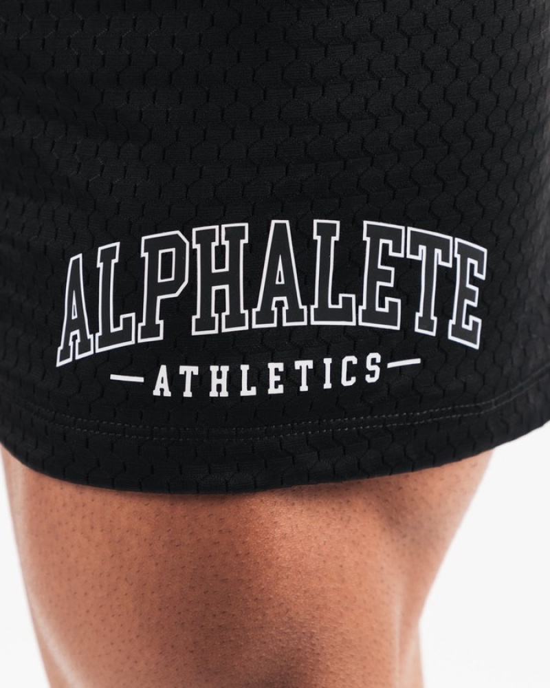 Pantaloni Scurti Barbati Alphalete AA Mesh 6” Negrii | 480352-GHW