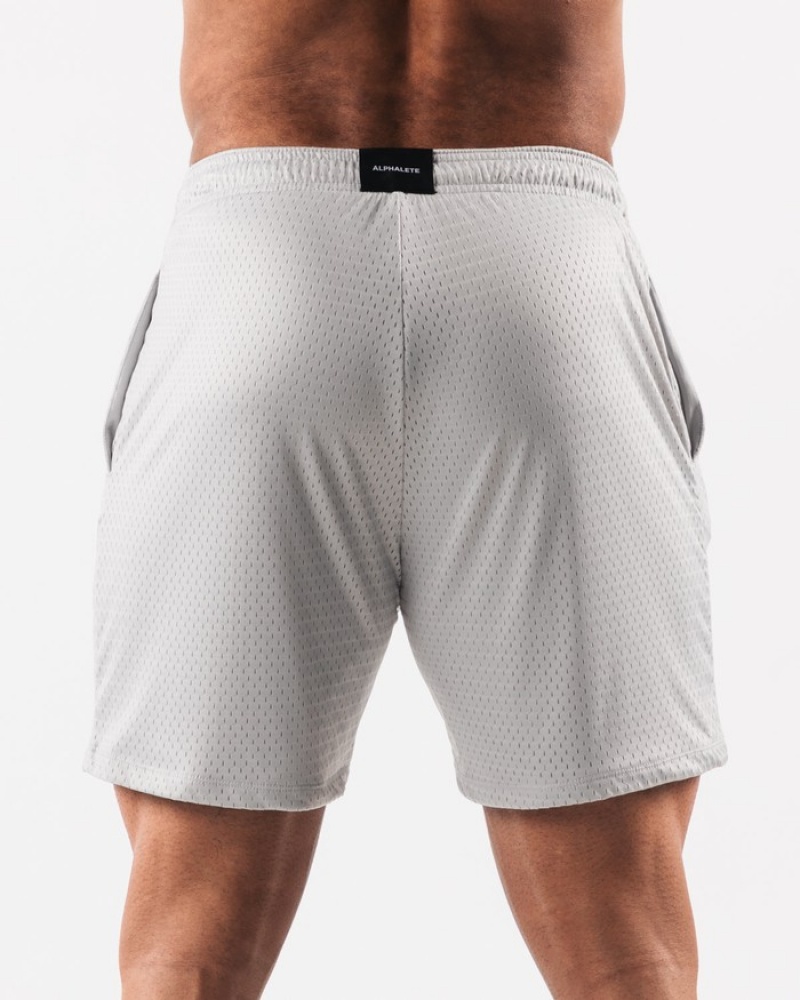 Pantaloni Scurti Barbati Alphalete AA Mesh 6” Gri | 263849-MAL