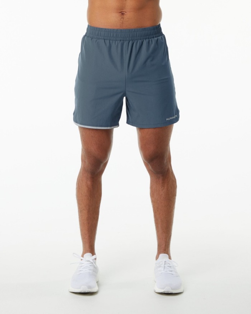 Pantaloni Scurti Barbati Alphalete Core Stride 5” Albastri | 193826-PKO