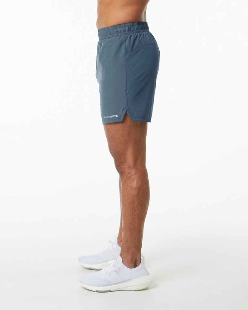 Pantaloni Scurti Barbati Alphalete Core Stride 5” Albastri | 193826-PKO