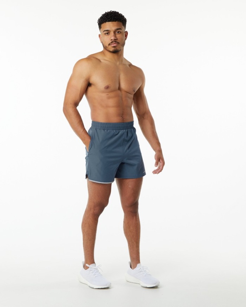 Pantaloni Scurti Barbati Alphalete Core Stride 5” Albastri | 193826-PKO