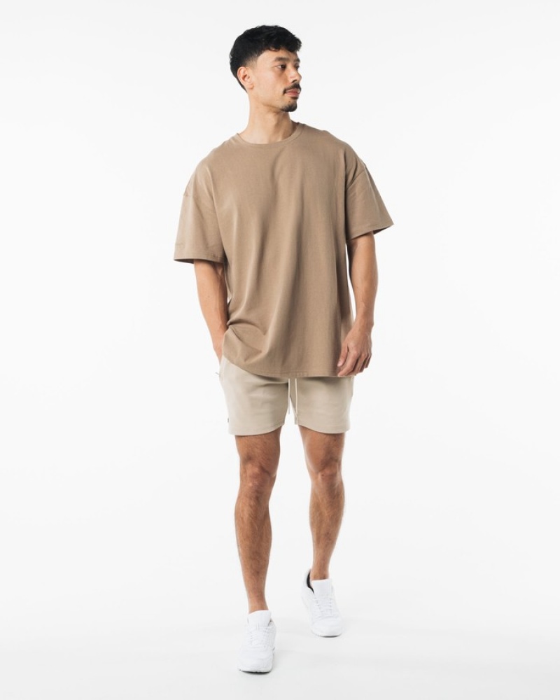 Pantaloni Scurti Barbati Alphalete Identity 6” Bej | 608954-HWK