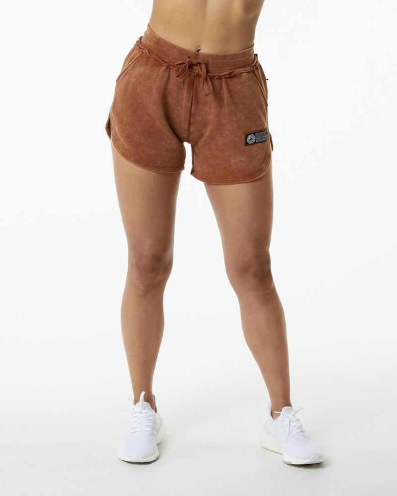 Pantaloni Scurti Dama Alphalete Very Terry Kaki | 627931-OLQ