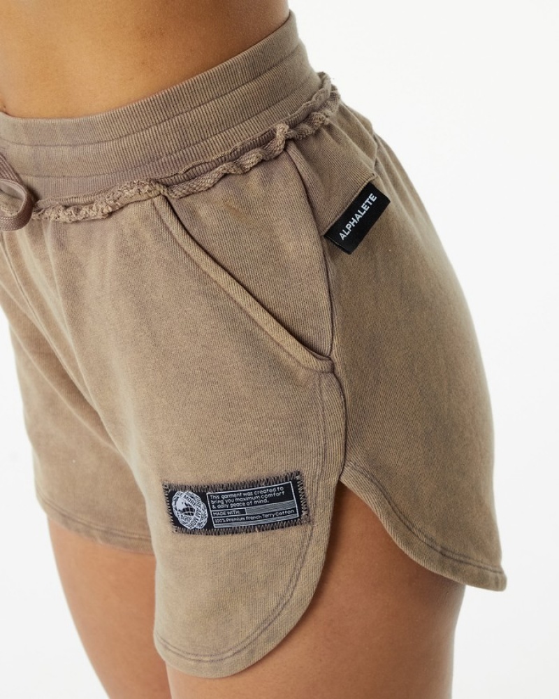 Pantaloni Scurti Dama Alphalete Very Terry Gri | 840179-KEX