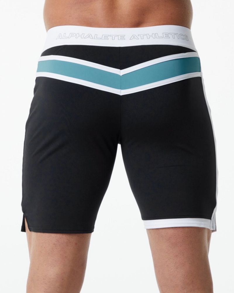 Pantaloni Scurti de Bord Barbati Alphalete Trident Competitie Negrii | 705831-JRX