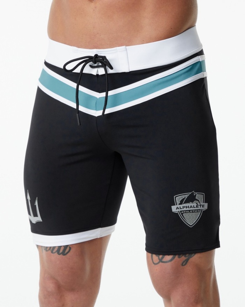 Pantaloni Scurti de Bord Barbati Alphalete Trident Competitie Negrii | 705831-JRX