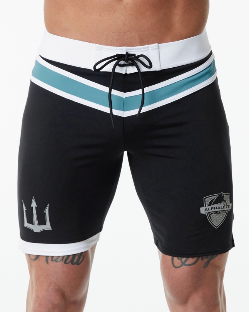 Pantaloni Scurti de Bord Barbati Alphalete Trident Competitie Negrii | 705831-JRX