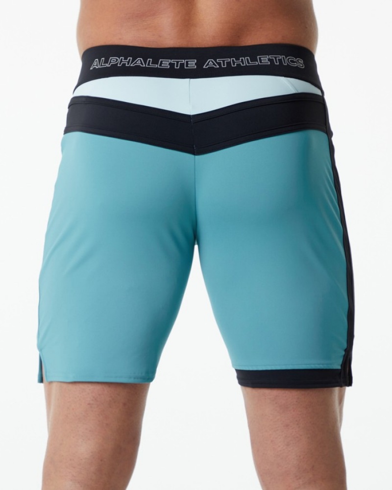 Pantaloni Scurti de Bord Barbati Alphalete Trident Competitie Turcoaz | 961035-ZXK