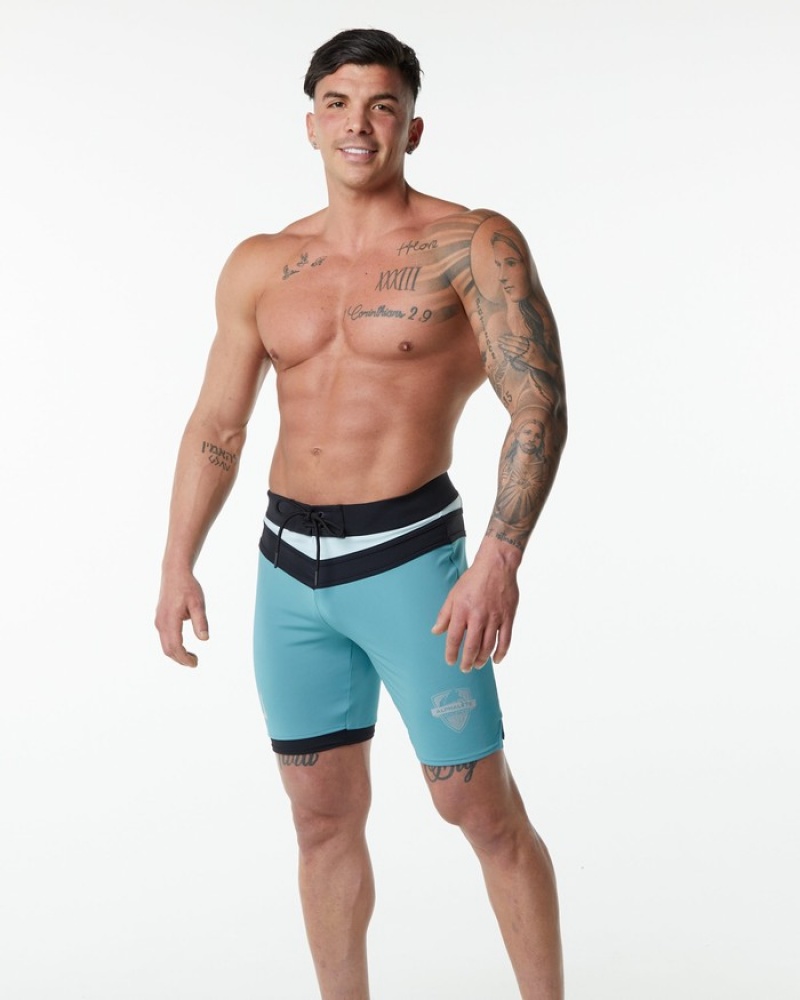 Pantaloni Scurti de Bord Barbati Alphalete Trident Competitie Turcoaz | 961035-ZXK